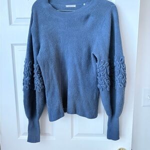 Rebecca Taylor Blue Sweater with Embellished Sleeves